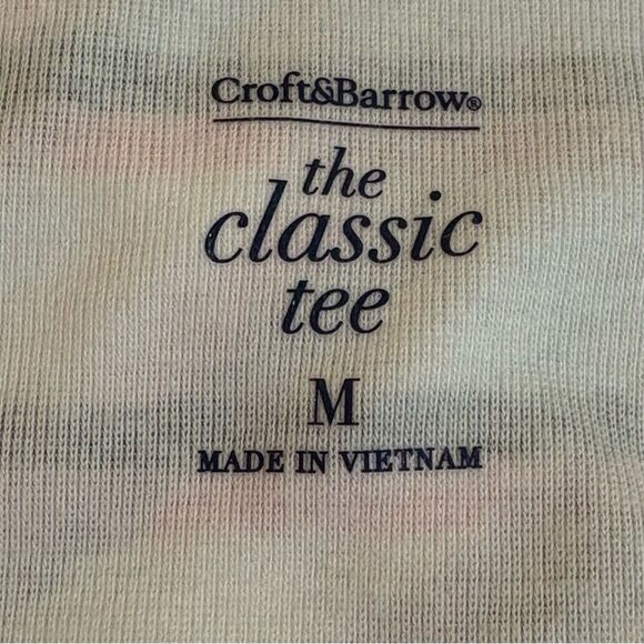 Croft & Barrow Lot 2 Striped Tees - White Pink & Navy Green 100% Cotton Women M. - Picture 6 of 16